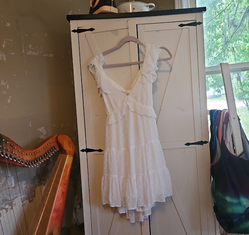 Altar'd State White Ruffled V-Neck Tiered Sundress